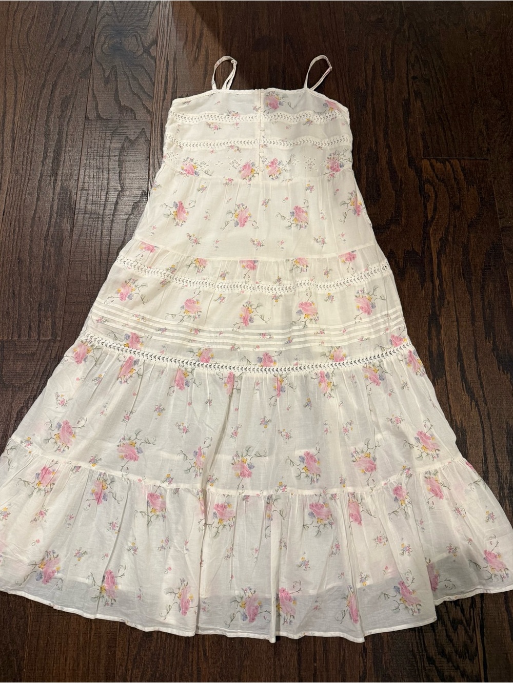 Universal Thread Cream Maxi Dress with Pink Floral Print size medium - Picture 3 of 7